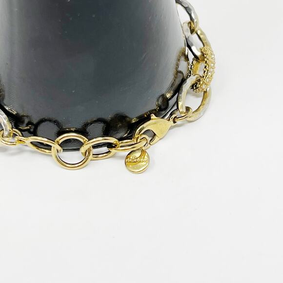 Stella & Dot Link Christina Link Bracelet Gold Gemstone Chainlink Statement - Picture 7 of 12